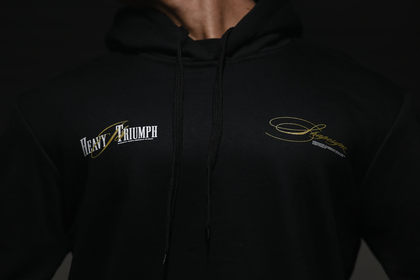Black Heavy Triumph Hoodie featuring Stylized Logo for Comfortable Casual Wear